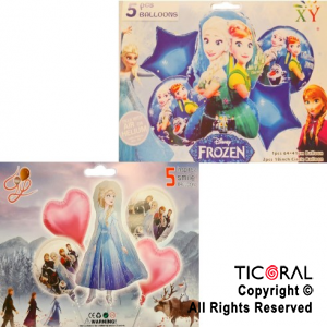 SET DE GLOBOS METALIZADO FROZEN 5 UNIDADES X 1